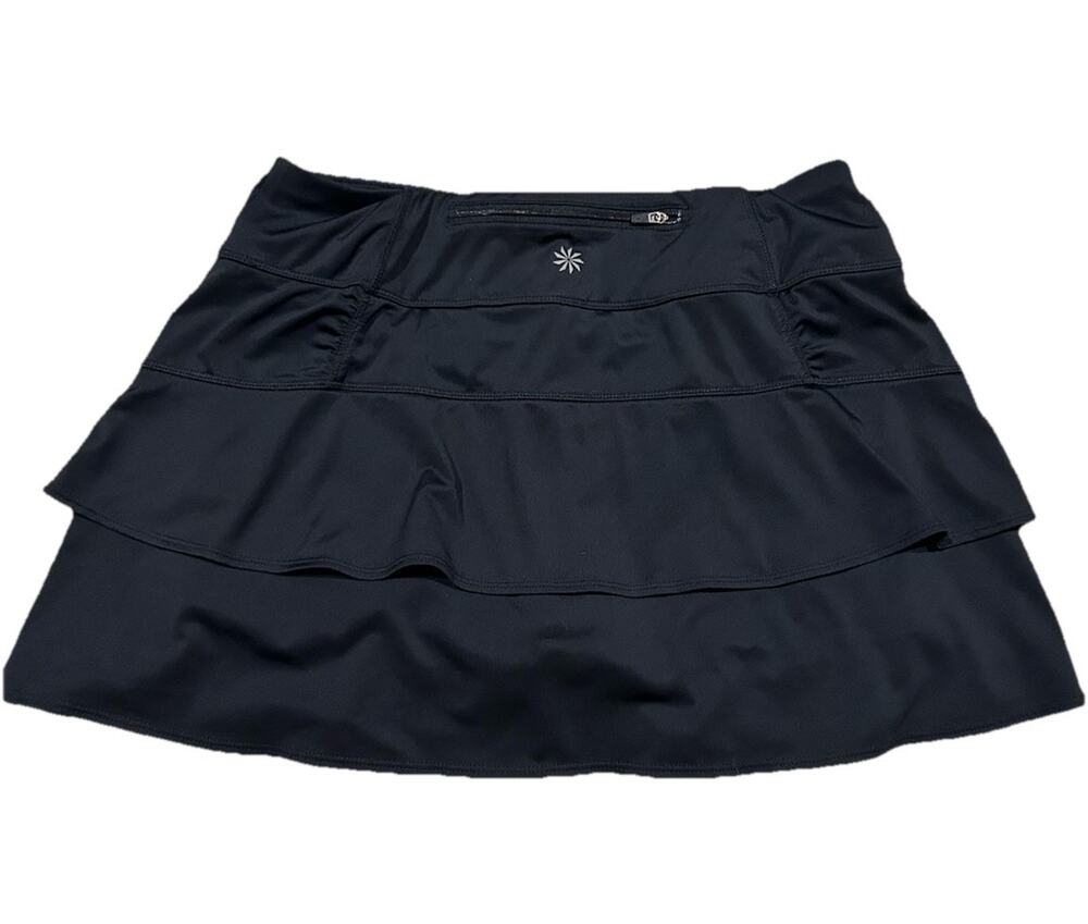 Athleta size S Skort Tiered Ruffle Skirt With Built-In Shorts 964025 Black F26